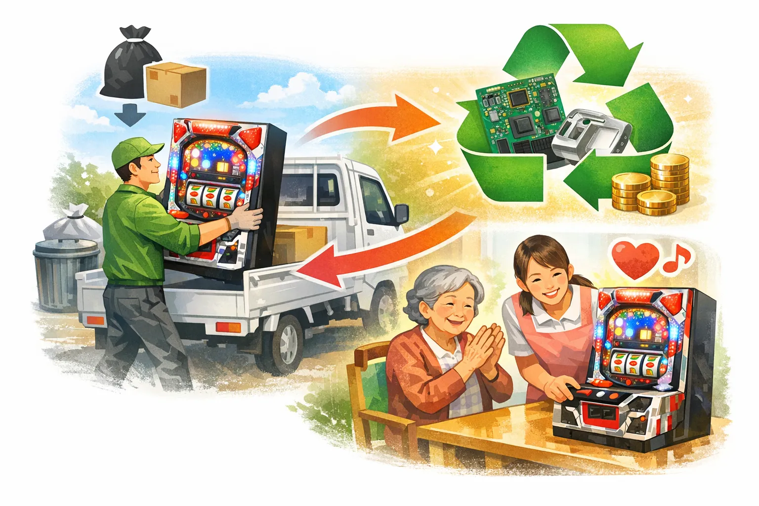 パチンコ台の処分方法を比較するイメージ