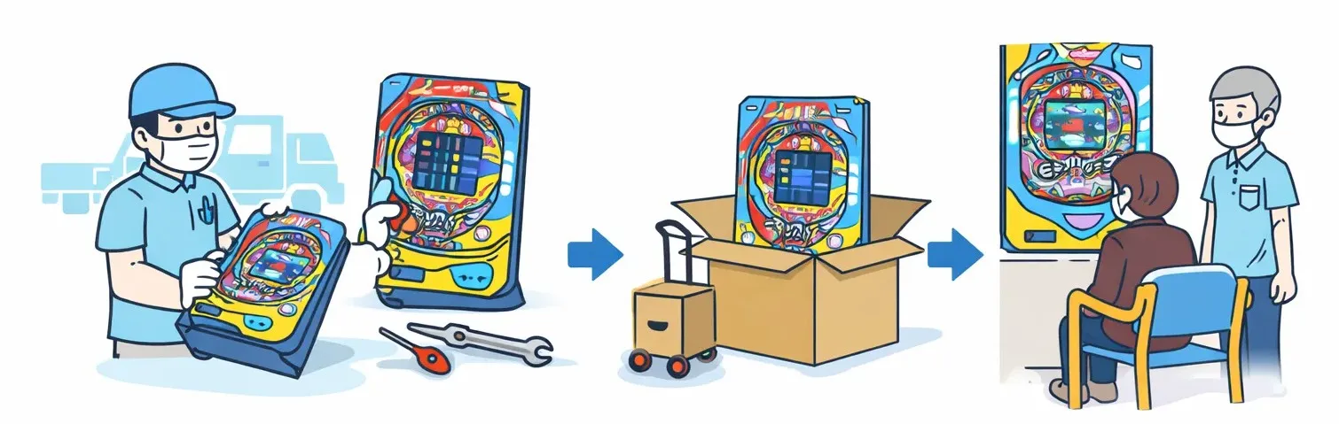 中古パチンコ台の回収・再生・設置までの流れ