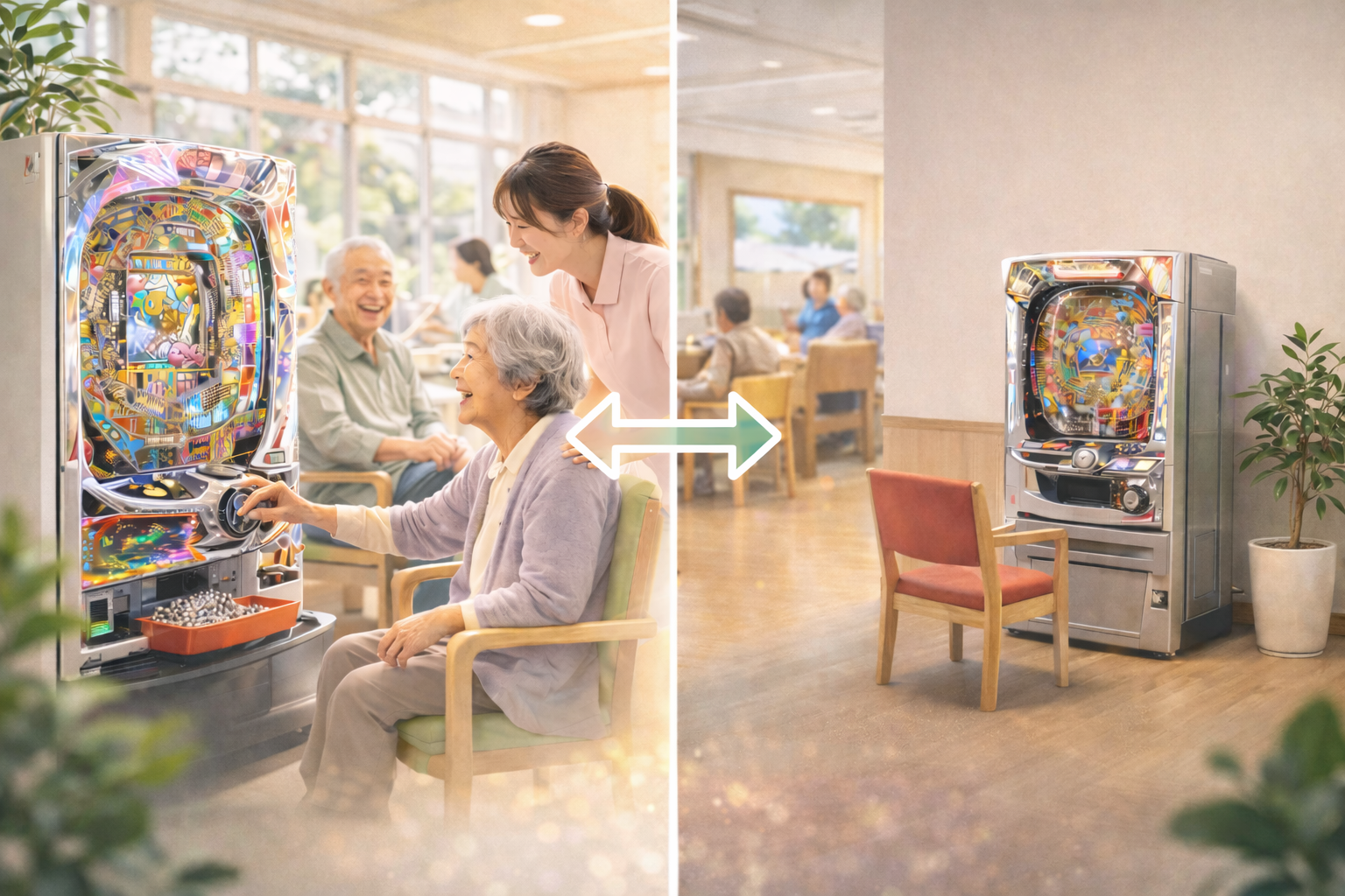 福祉施設でパチンコを活用している様子